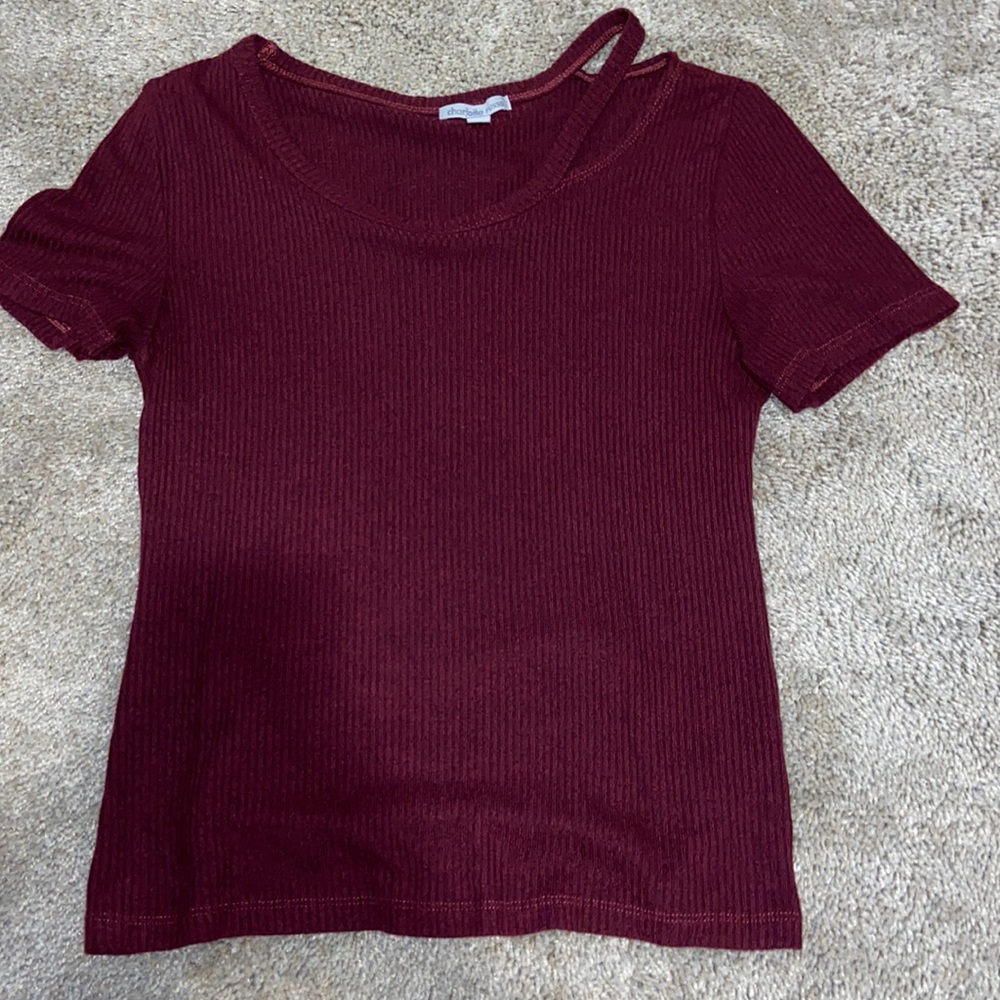 Maroon top, side slit on shoulder, Charlotte Russe